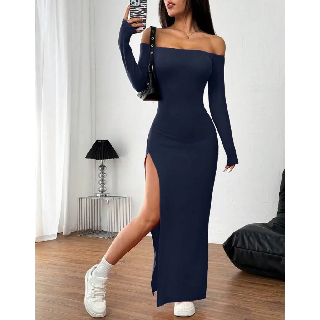 Vestido Longo Com fenda Lateral Tomara que Caia Ombro a Ombro Elegância Conforto - 1