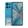 Smartphone Motorola Moto g75 5G + Moto Buds - 256GB 16GB (8GB RAM+8GB Ram Boost) - Azul Vegan Leather - 1