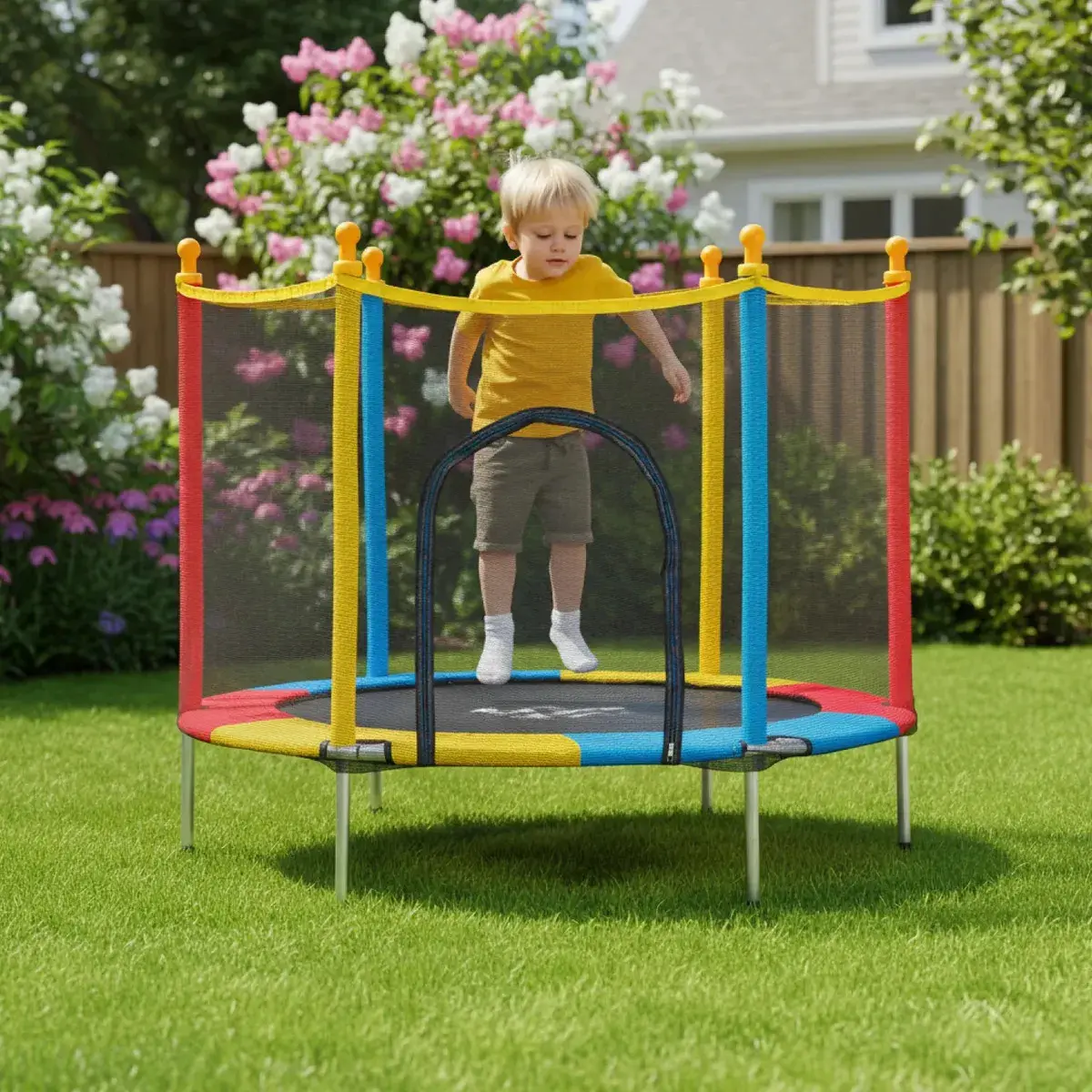 Cama Elástica Trampolim JustFun de 1,40 m para Crianças Colorida JustFun Brinquedos - 1