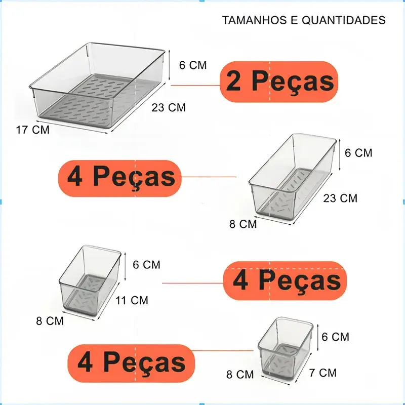 Kit Organizadores Com 14 Multiuso Gavetas Empilhavel thumbnail 2