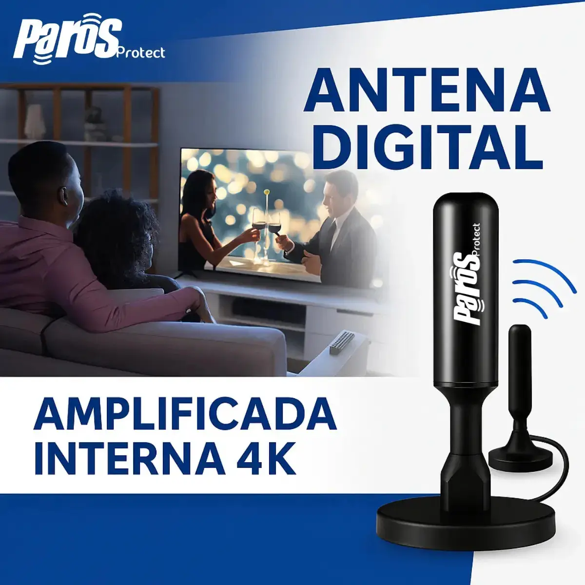 Antena Digital Interna Externa HDTV UHF Cabo Com Cabo Longo De 4 Metros Com Base Magnética Parosprotect thumbnail 4
