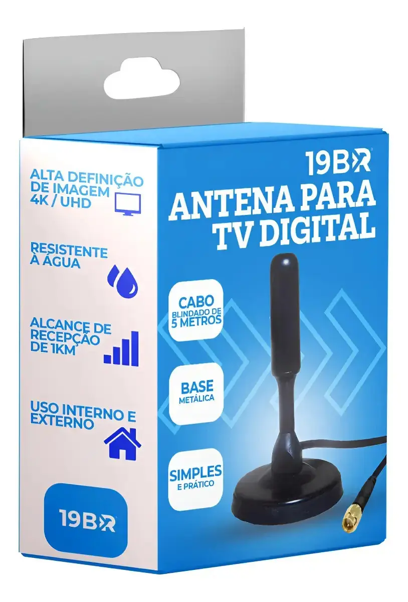 Antena Digital Interna Externa HDTV UHF Cabo Com Cabo Longo De 4 Metros Com Base Magnética Parosprotect thumbnail 5