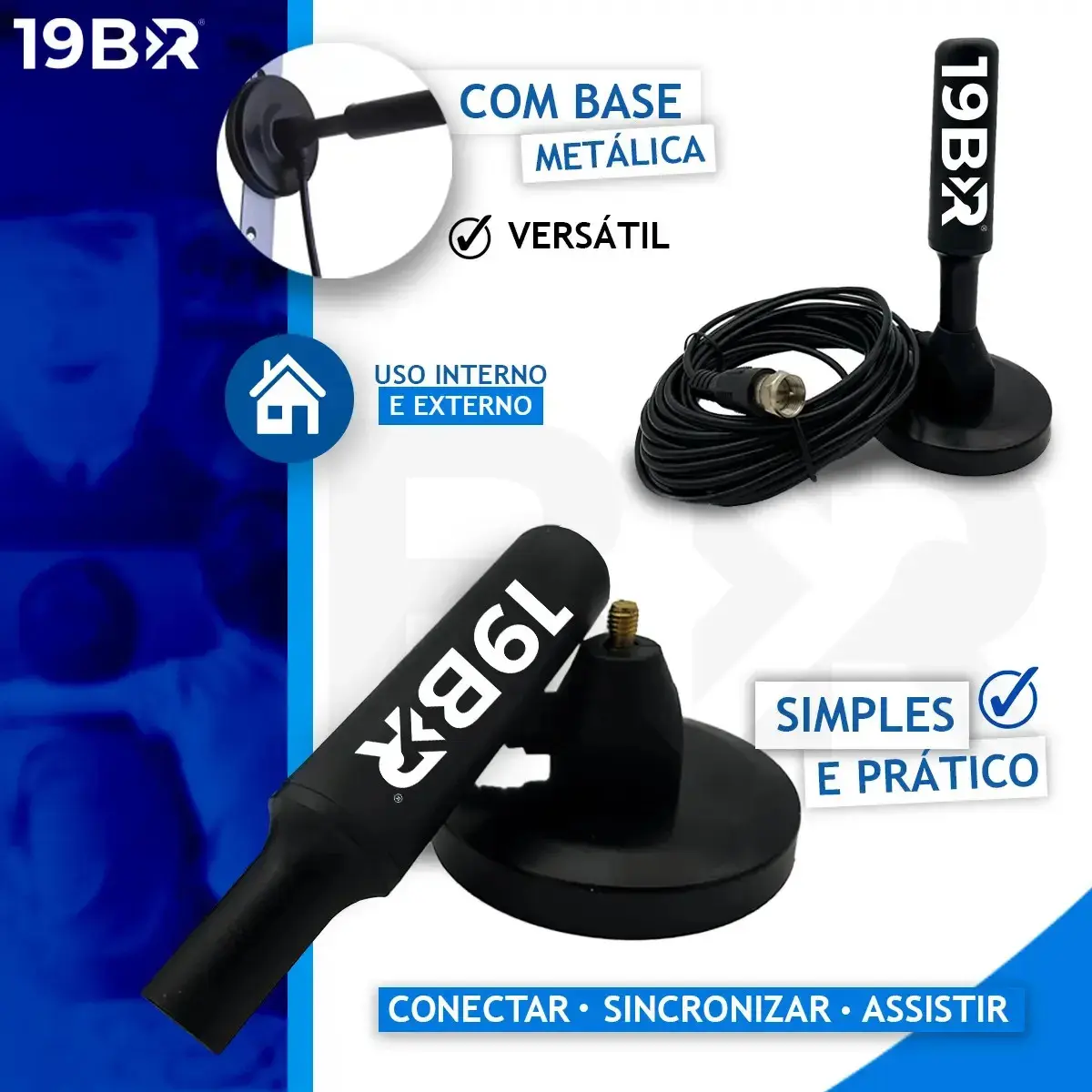 Antena Digital Interna Externa HDTV UHF Cabo Com Cabo Longo De 4 Metros Com Base Magnética Parosprotect thumbnail 6