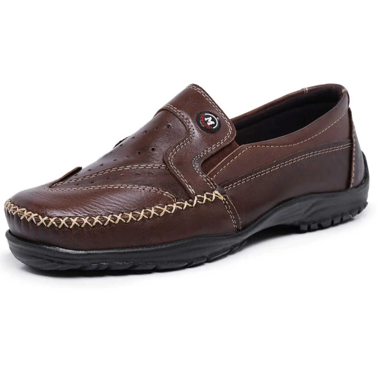 Sapatilha Masculina Mocassim Linha Confort em Couro Legítimo com Solado em Borracha Anatômica