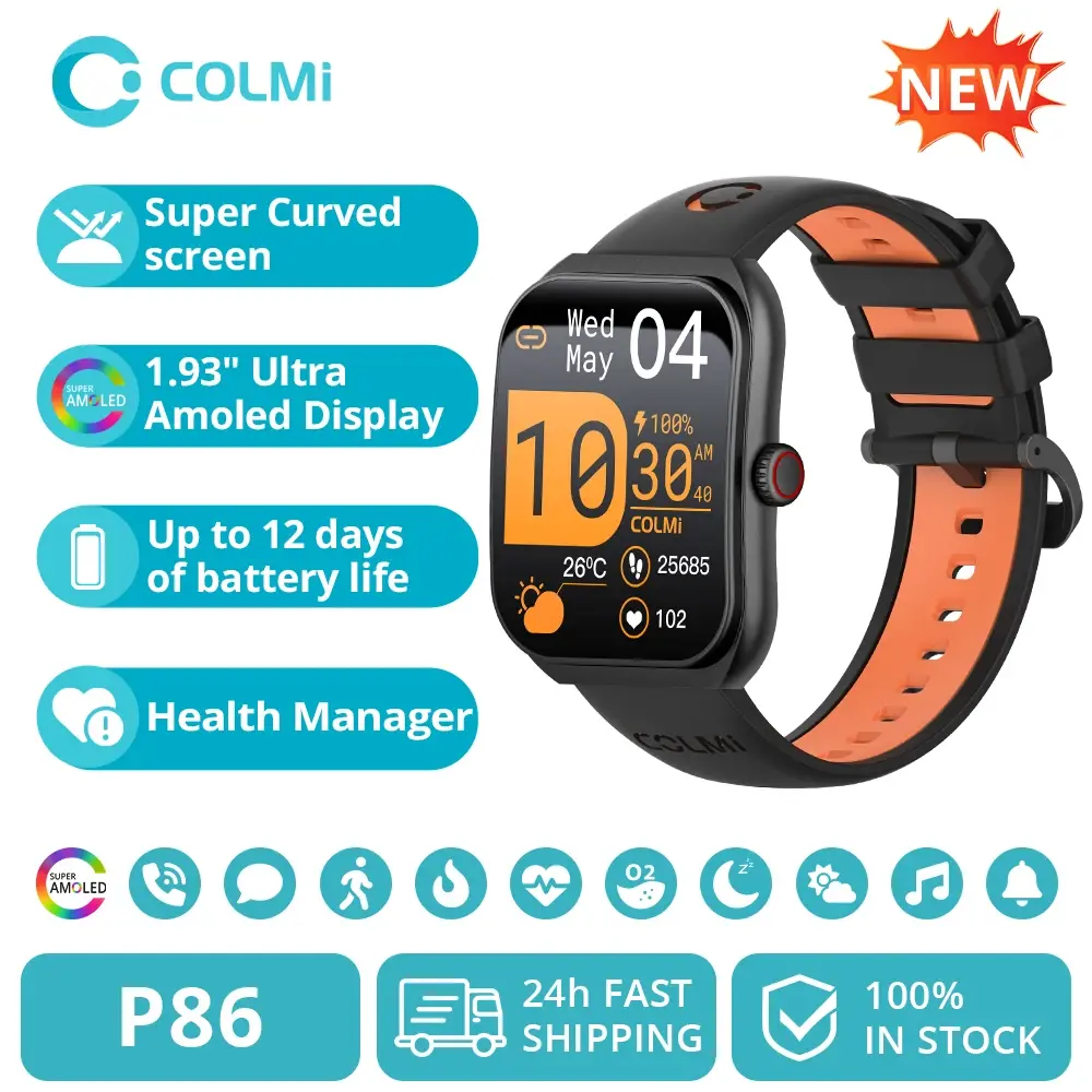 Novo colmi p86 1.93 "amoled smartwatch masculino gerenciador de saúde bluetooth chamada ip68 à prova dip68 água relógio inteligente feminino para xiaomi ios telefone - 1
