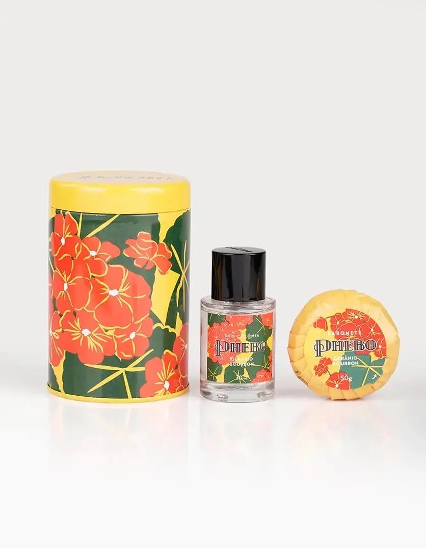 Phebo Kit Latinha Colônia e Sabonete em Barra Gerânio Bourbon | Gerânio Bourbon explora a espécie mais pura desta planta em uma fragrância energizante e intensa!