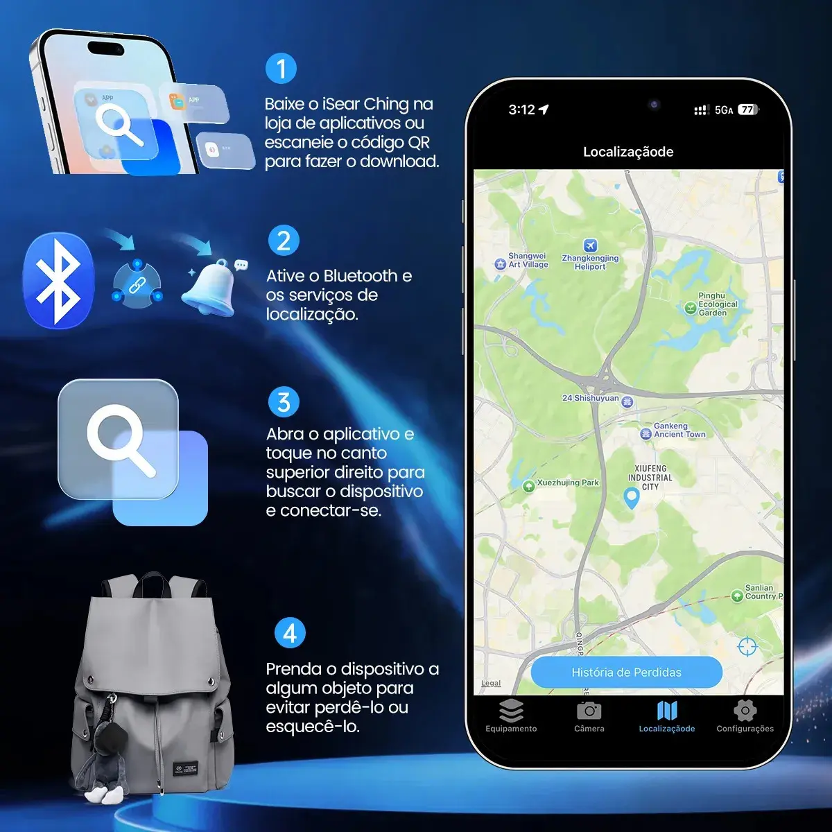 Localizador de Objetos Bluetooth Forestory Smart Tag para Chaves, Mochila, Mala e Pet thumbnail 7