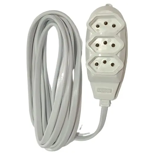 Bright Extensão de 3 Tomadas com 3 pinos, 2 metros, Branco - 1