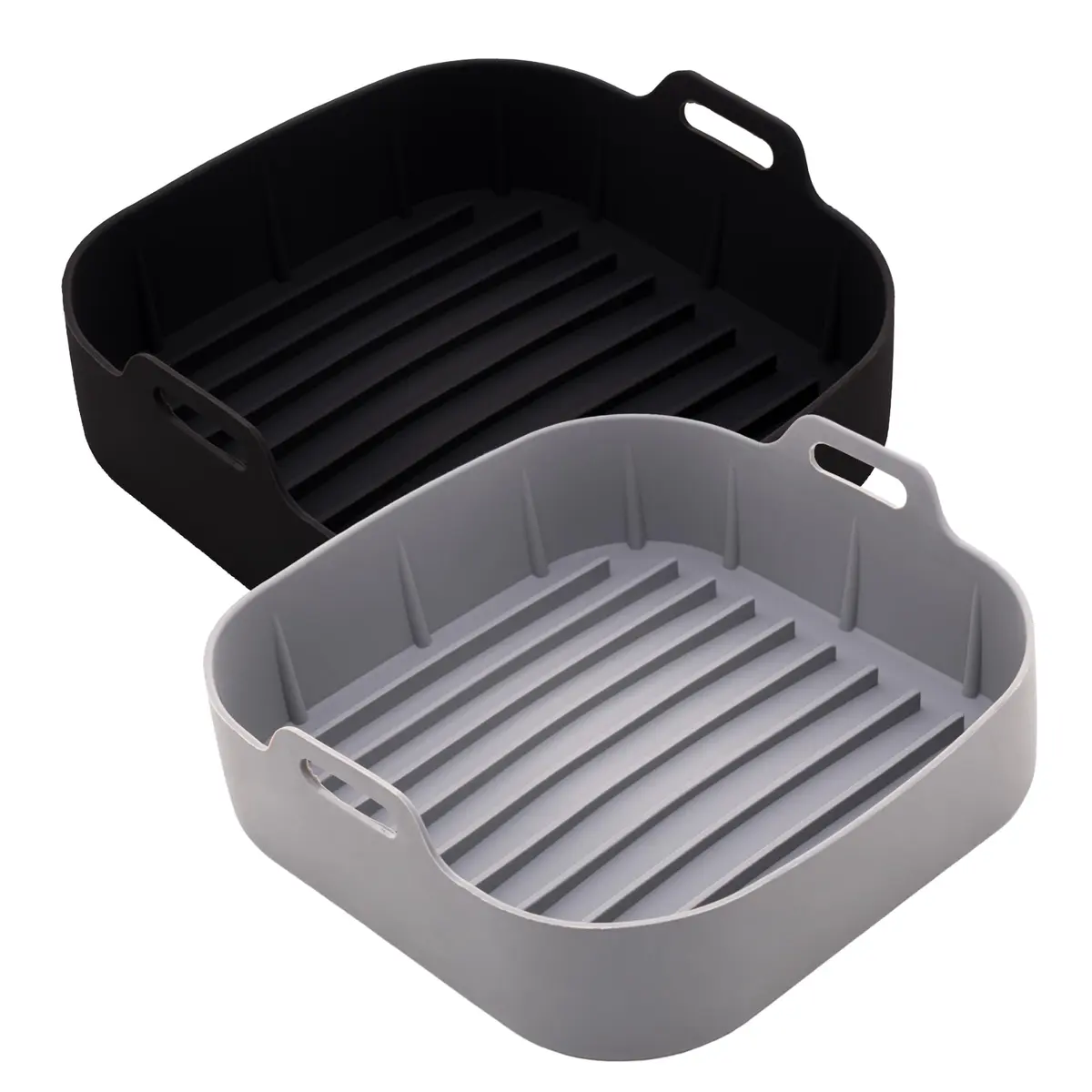 LYOR - Conjunto 2 Formas Quadradas para Air Fryer 20cm Preto e Cinza Silicone