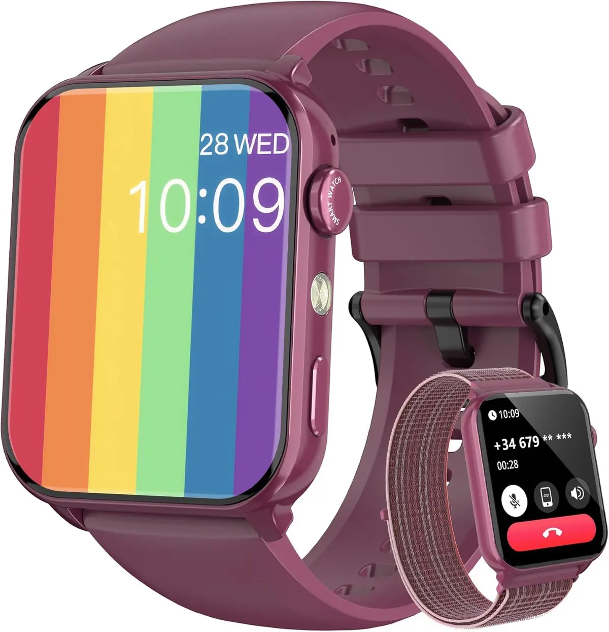 Blackview Relógio Inteligente Masculino 1.91", Chamadas Bluetooth, Lanterna LED, 120+ Modos Esportivos, IP68 à Prova D'Água - Android/iOS, Roxo