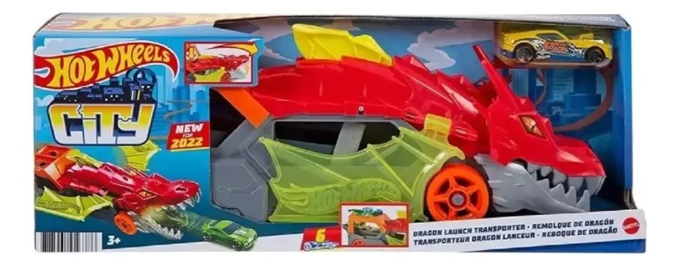Pista De Carro De Brinquedo Reboque de Dragão Hot Wheels Da Mattel - 1