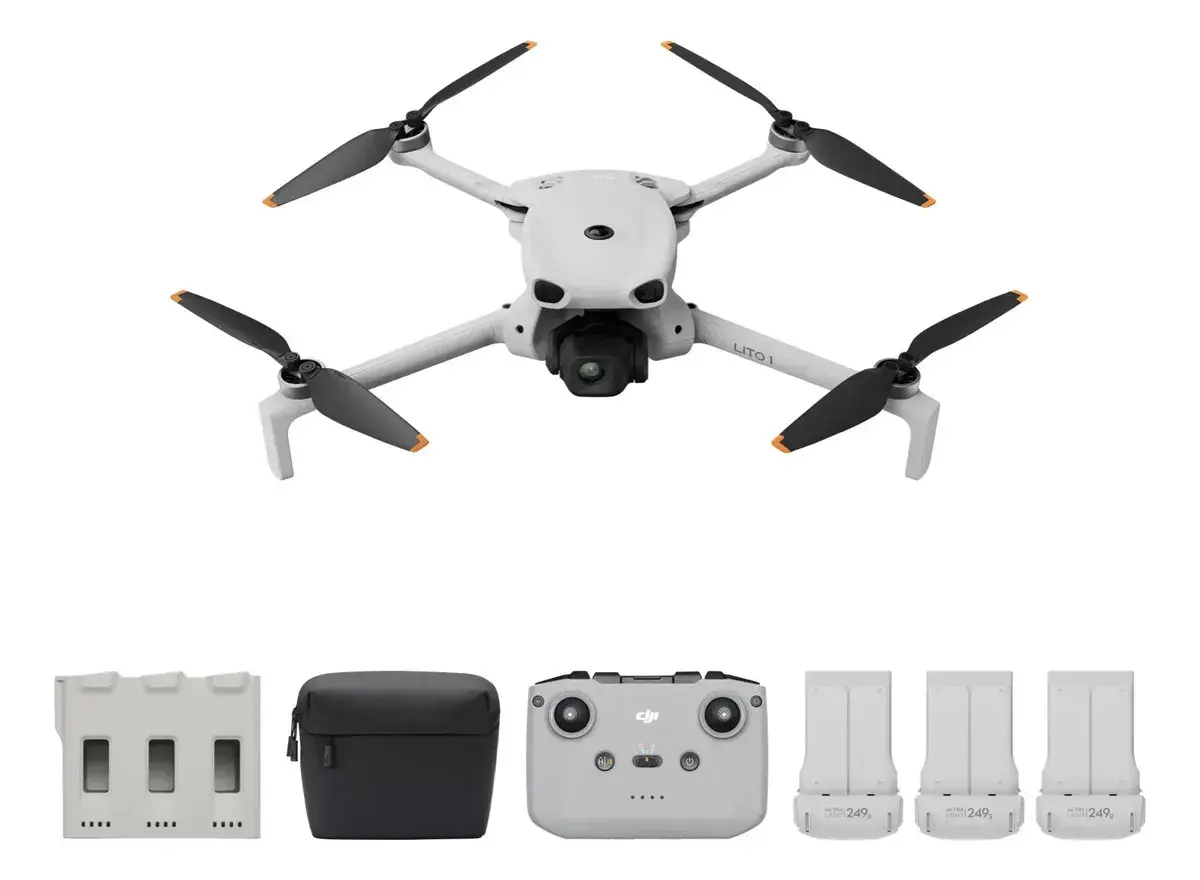 DJI Lito 1 Fly More Combo com Controle DJI RC-N3, Drone com câmera 4K para iniciantes, detecção de obstáculos, ActiveTrack, vídeo 4K, transmissão de vídeo de 15 km, 3 baterias - DJI080