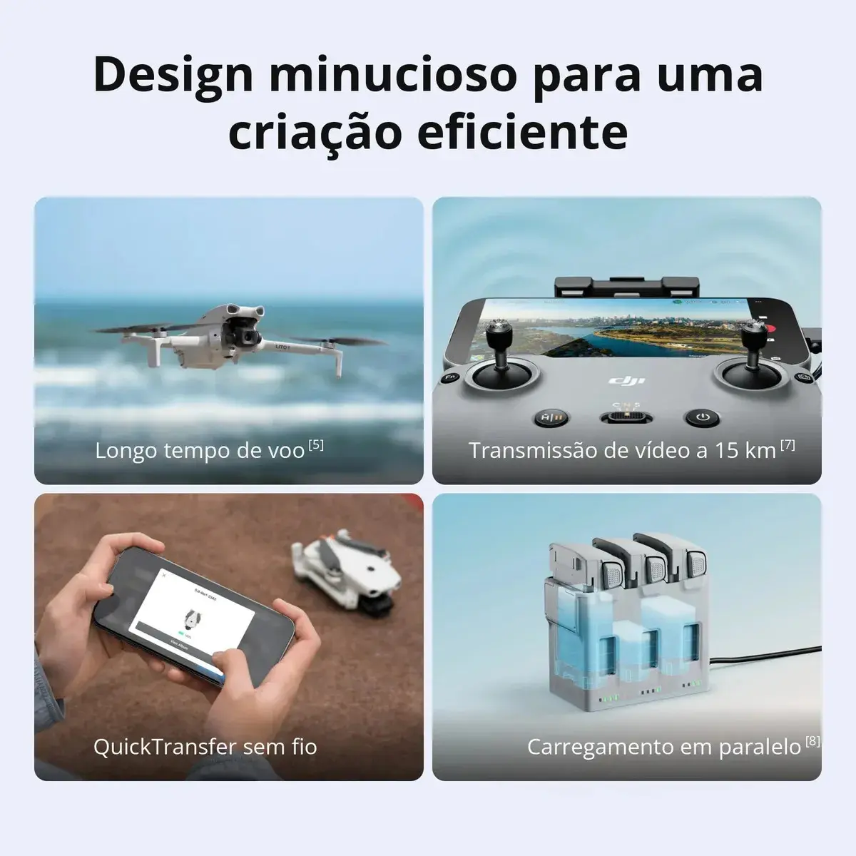 DJI Lito 1 Fly More Combo com Controle DJI RC-N3, Drone com câmera 4K para iniciantes, detecção de obstáculos, ActiveTrack, vídeo 4K, transmissão de vídeo de 15 km, 3 baterias - DJI080 thumbnail 7