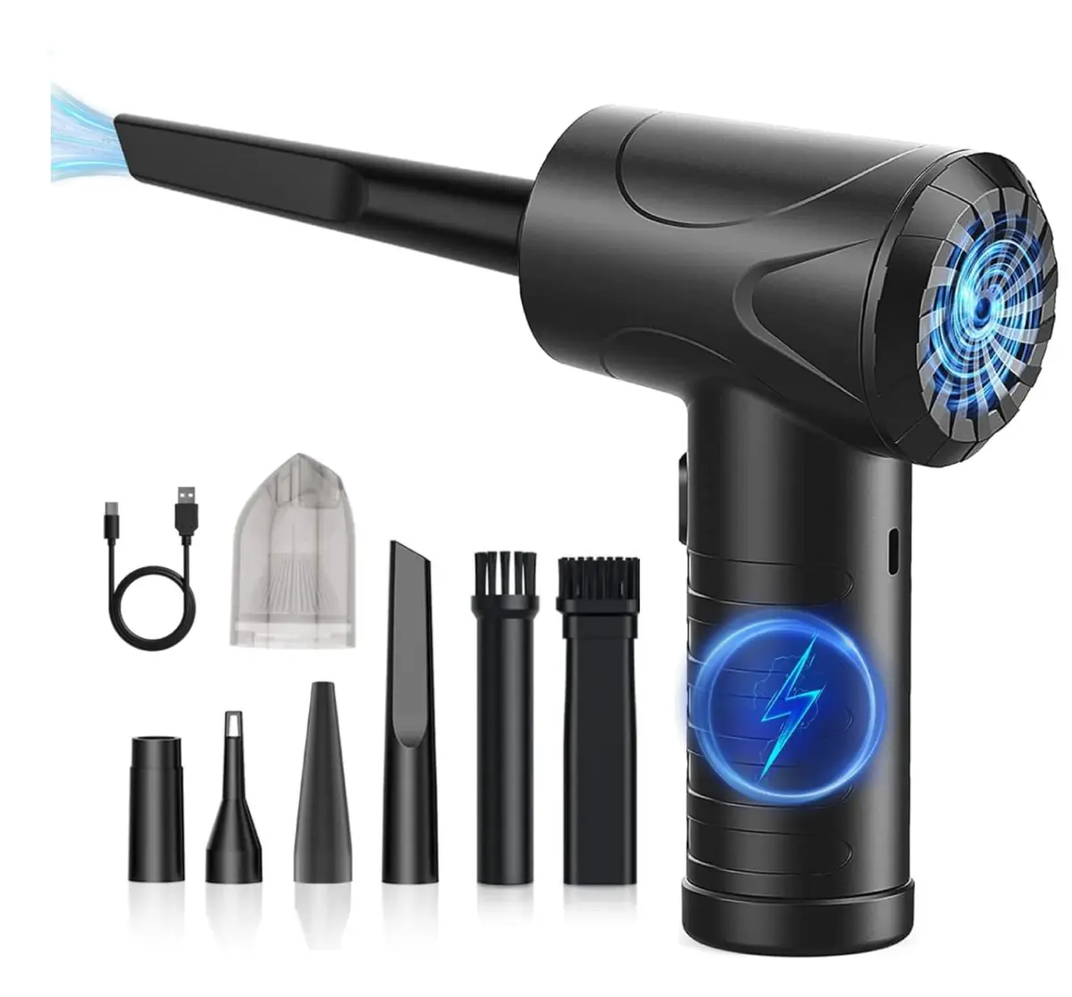 Aspirador Portatil Sem Fio Carro Potente 55000RPM Aspirador de Pó Portatil Sem Fio 3Níveis Velocidade Ajustáveis Eletrico Soprador de Ar PC para Churrasqueira Teclado Dispositivos Casa Exterior