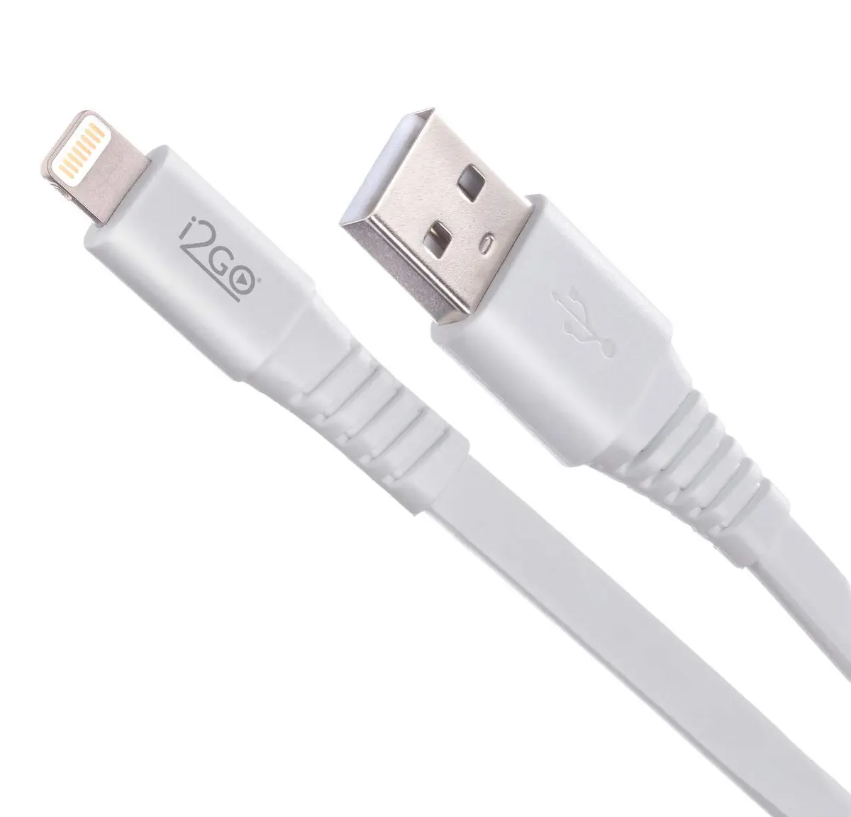 Cabo Iphone/Cabo Lightning I2GO Certificado MFi 1,2m 2,4A PVC Flexível Flat Branco - I2GO Basic - 1