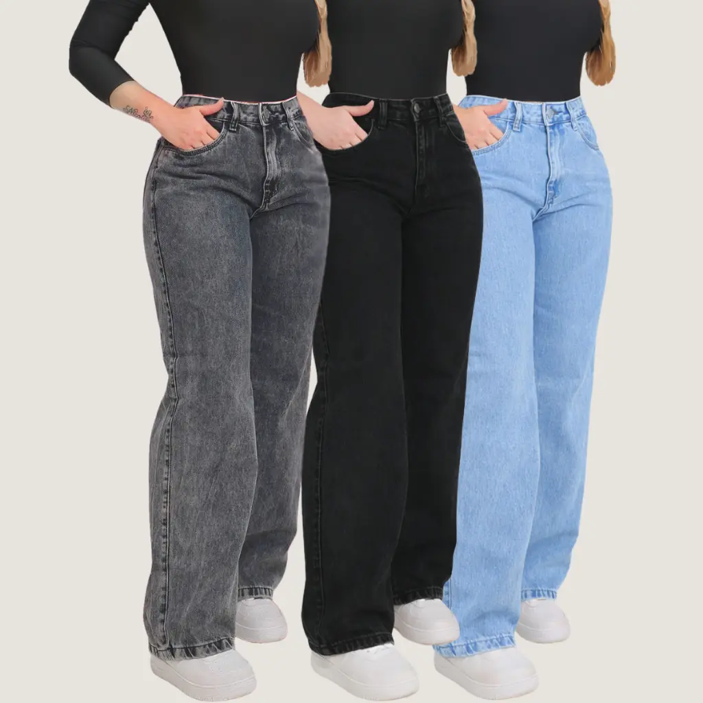 Calça Wide Leg Juvenil Calca Jeans Feminina Pantalona