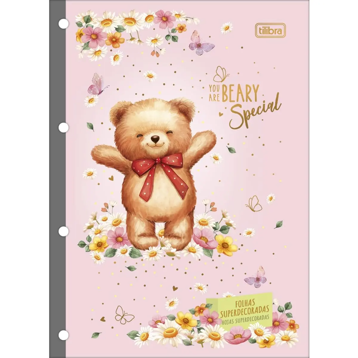 Kit de Blocos para Fichário, Tilibra, Universitário, Love Bears, 80 Folhas, 63 Gramas, Pacote com 4 - 1