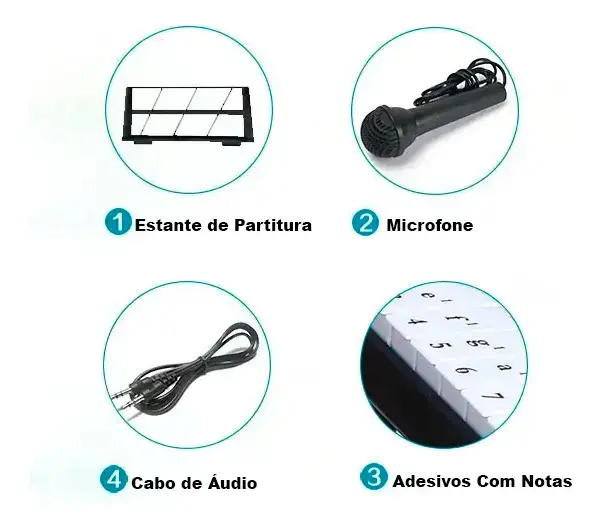 Teclado musical BdMusic 611 BD-611 61 teclas preto thumbnail 6