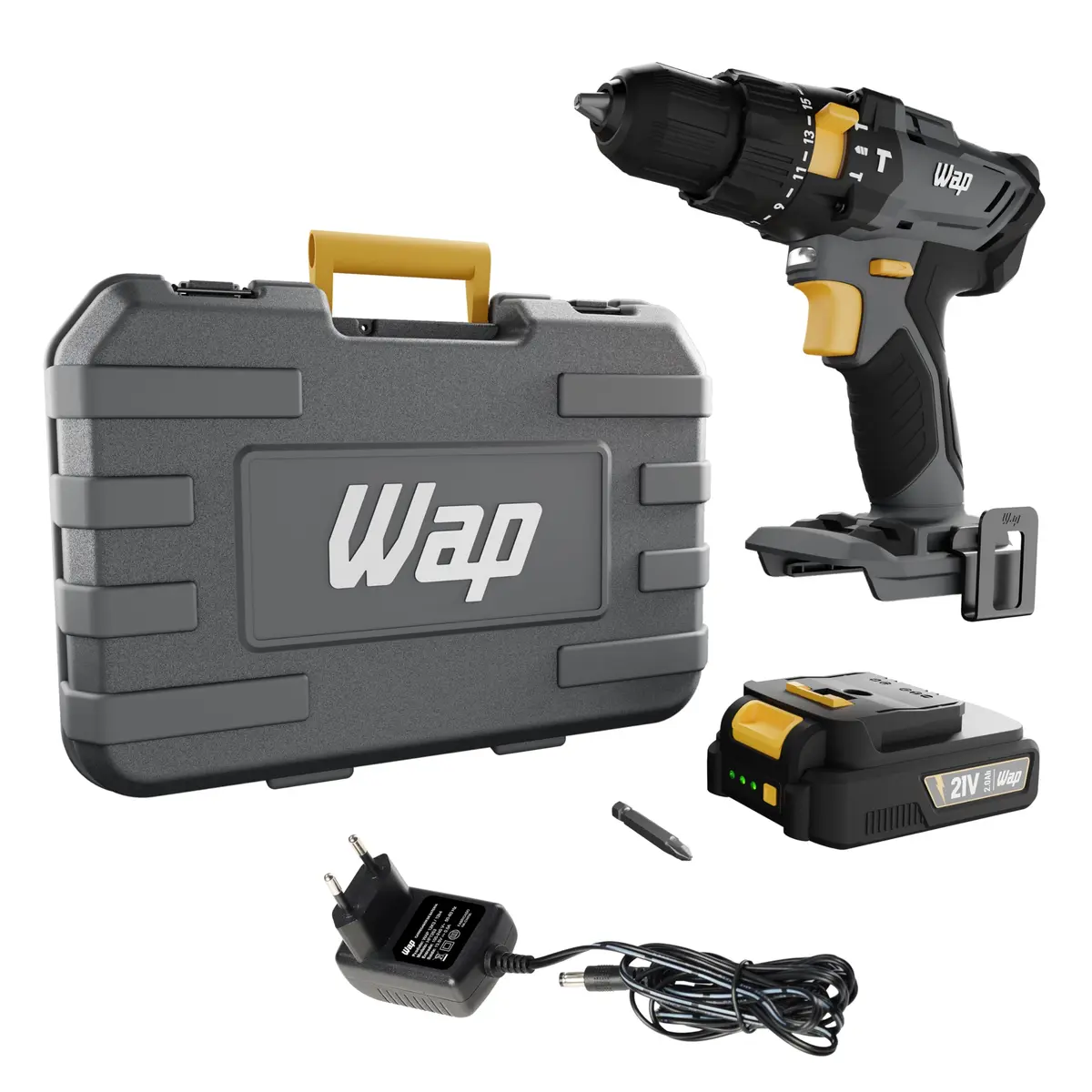 WAP Parafusadeira e Furadeira com Impacto à Bateria 3/8" 21V K21-ID01, com Maleta Organizadora, Torque 21 Níveis, Bivolt