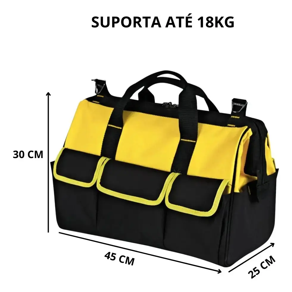 Bolsa Ferramentas Grande Reforçada Manutenção Eletricista Com Alça Amarela 16 Divisões Fundo Rígido thumbnail 6
