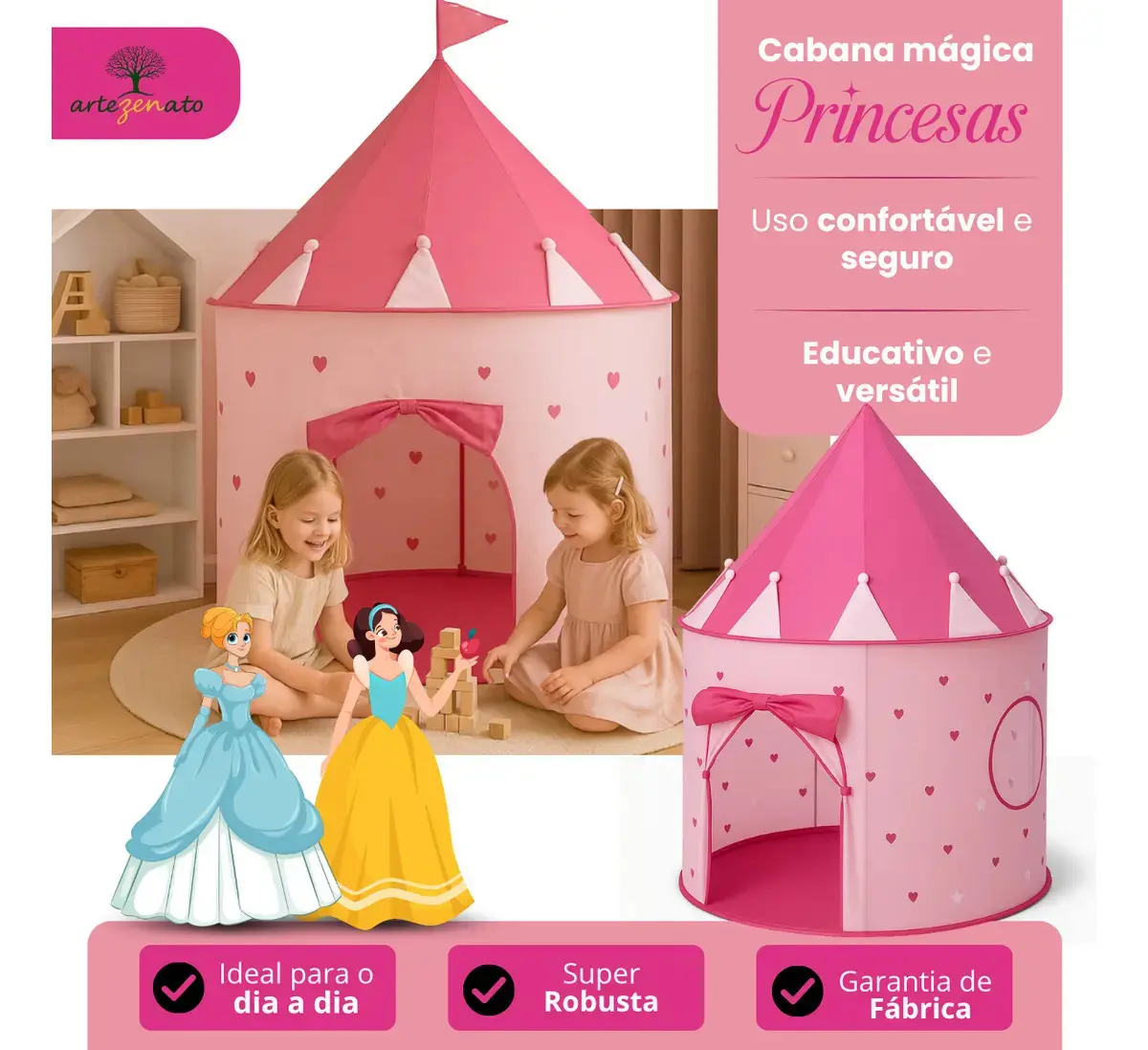 Barraca Castelo Das Princesas Infantil Menina Dm Toys Grande thumbnail 9
