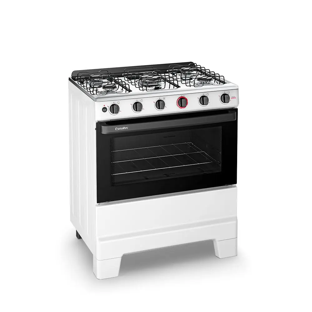 Fogão Esmaltec 5 Bocas Ideal Super Mesa de Aço Inox Branco F5IAB - Bivolt
