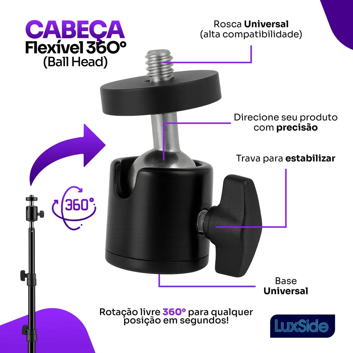 Ring Light 10 Polegadas Com Tripé 2,10m Profissional Video Maker Suporte Celular E Led 3 Cores Iluminação Maquiagem E Gravações Luxside thumbnail 7