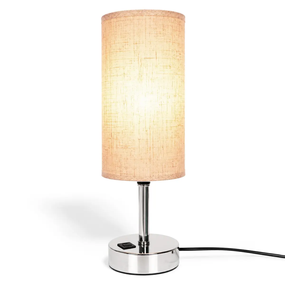 Luminária De Cabeceira Pequena Para Quarto-Abajur Com Portas USB-C E USB-A, 3 Temperaturas De Cor, Interruptor De Toque, Cúpula Branca Correspondência Para Quarto, Dormitório, Escritório