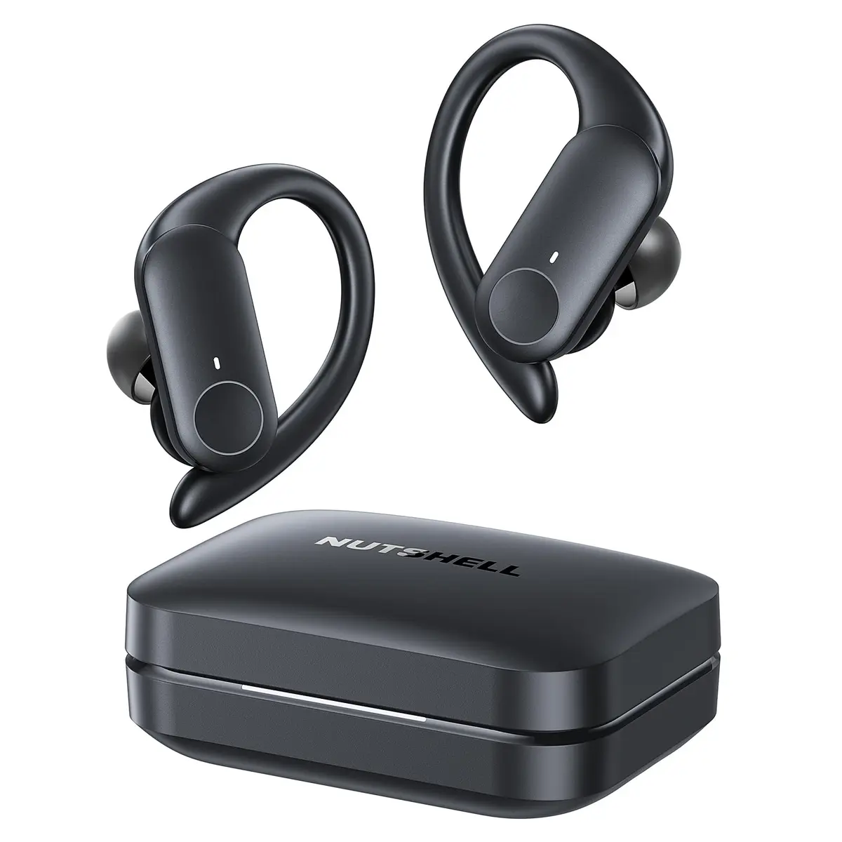 NS18 Fones de Ouvido Bluetooth para Treino - 12 Horas de Bateria, À Prova de Suor, App Personalizável, Drivers de 13mm com Graves Potentes, Microfone para Chamadas Claras (Preto)