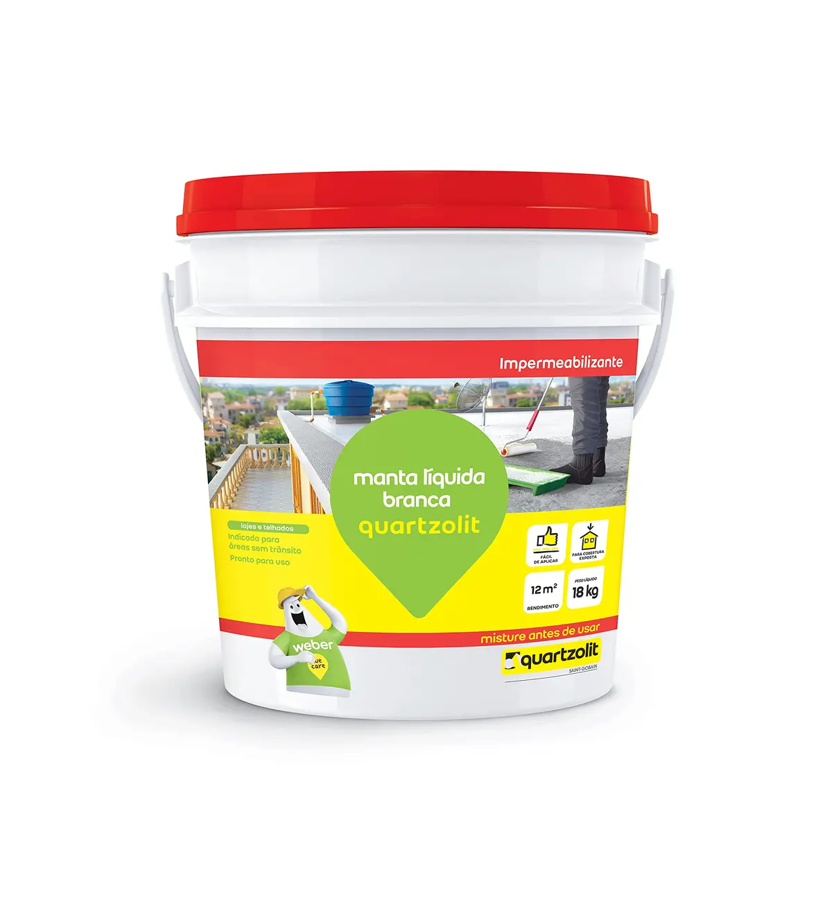 Manta Liquida Branca Balde 18kg Quartzolit Impermeabilizante Vedacao - 1