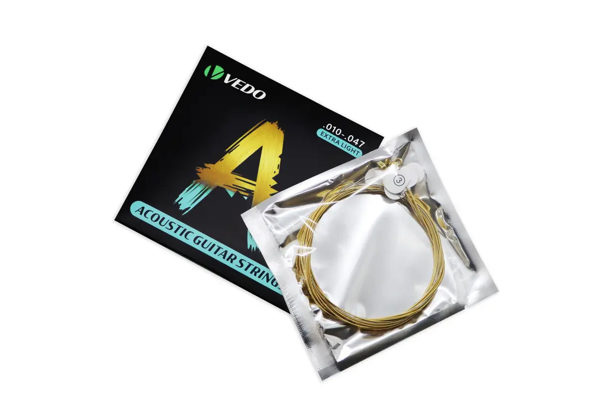 VEDO Cordas para Violão Acústico, Fósforo Bronze, Calibre Extra Leve 10-47, Conjunto de 6 Cordas, Pacote com 5 Unidades