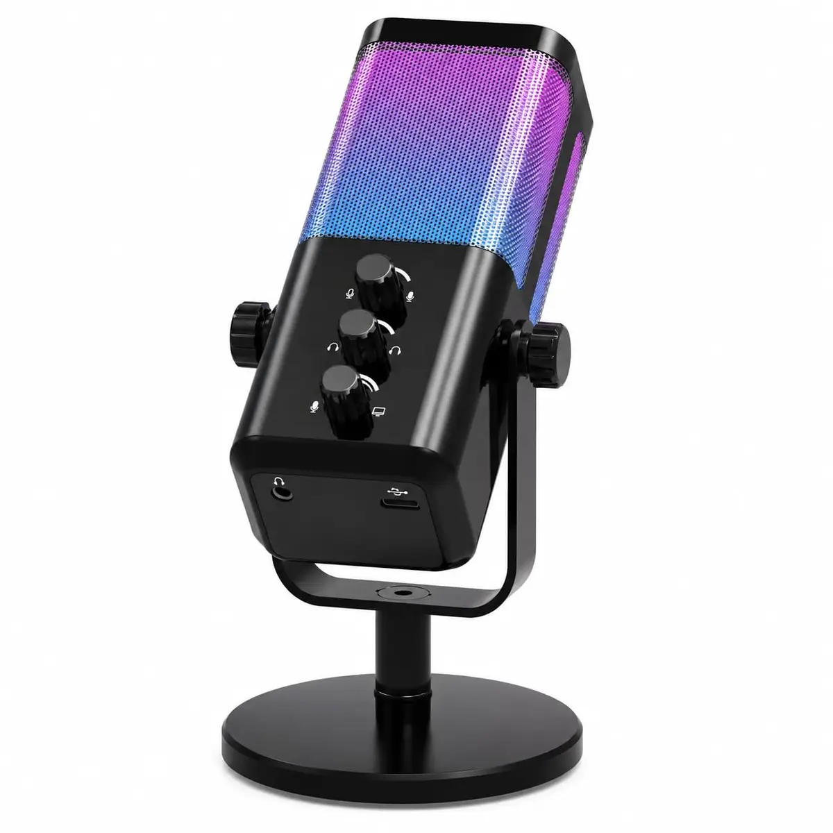 Microfone de Mesa Gamer USB Condensador Cardioide RGB para PC, Streaming, Podcast, Lives, Gravações, Chamadas e Criação de Conteúdo
