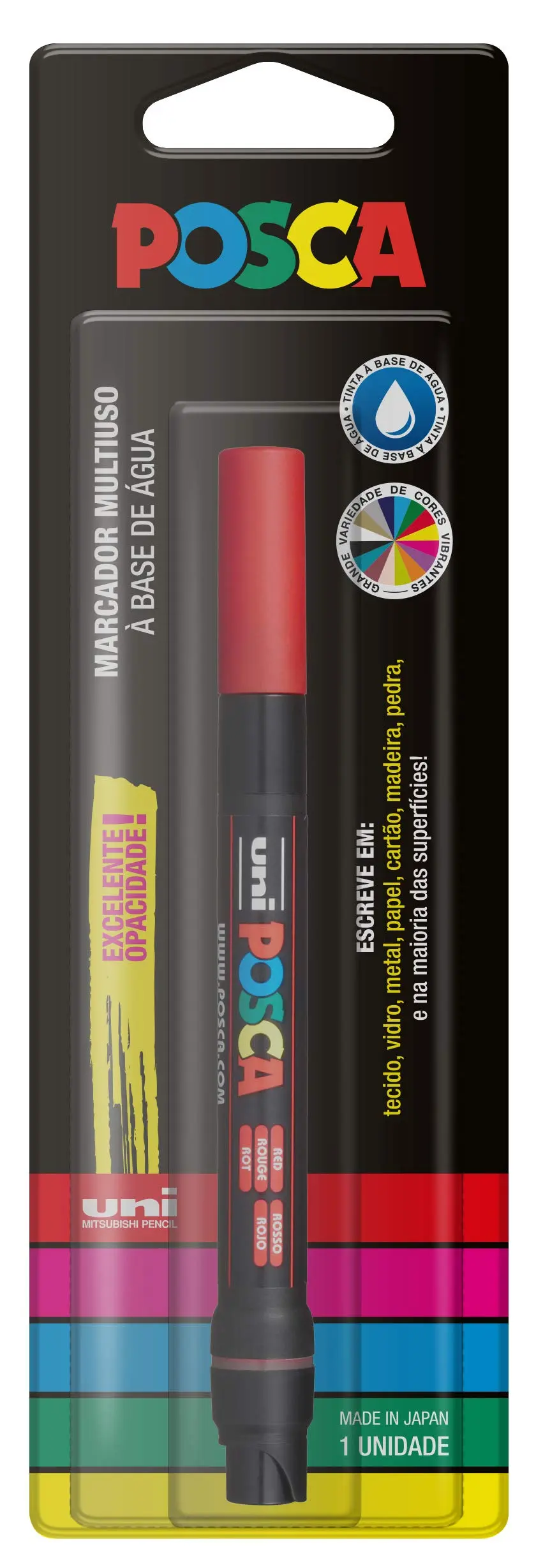 POSCA, UNI, Caneta Marcador PCF-350, Ponta Brush, Tipo Pincel, Vermelho, Blister com 1 unidade