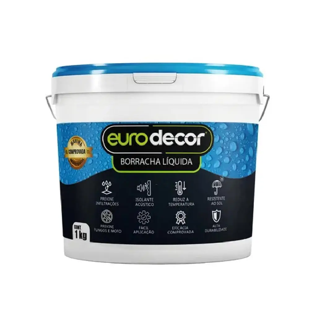 Borracha Líquida Manta Impermeável Premium Euro Decor 1KG Tinta Emborrachada Flexível (Aluminium)