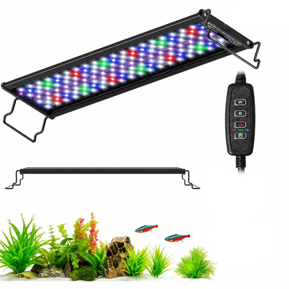 Luz Led Aquario, Lampada para Aquario, Luz para Aquário Full Spectrum com Monitor LCD, Ciclo de Iluminação 24 Horas por Dia, 7 Dias por Semana,11W