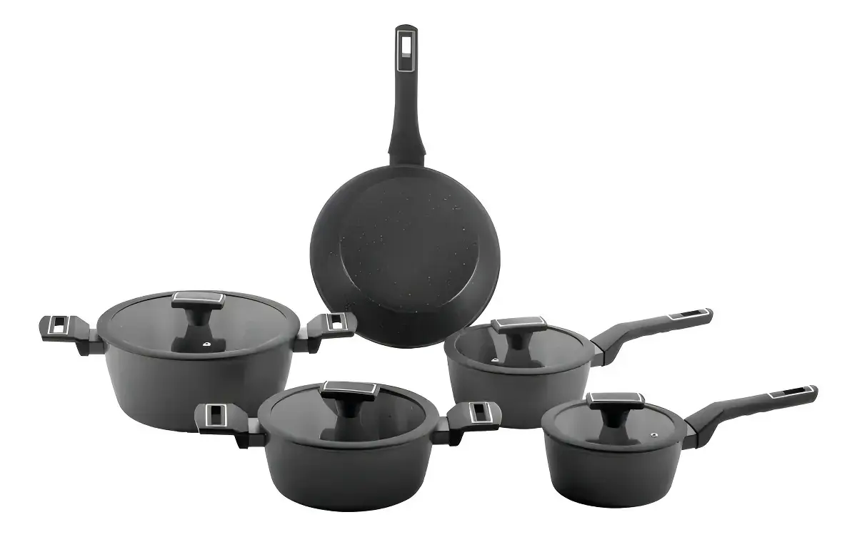 Jogo De Panelas Brinox Cerâmico 5 Pçs Carbon Ceramic Indução Cor Preto