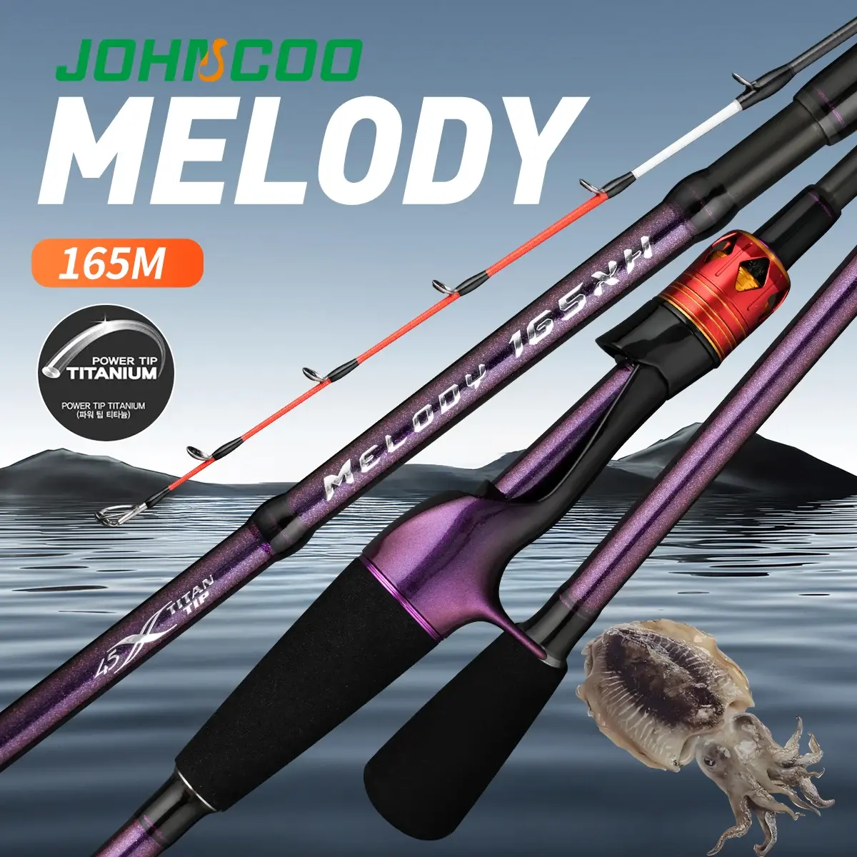 Vara de pesca de água profunda, leve, 1.65m, mh xh johncoo, com ponta de titânio, choco, vara de pesca, barco