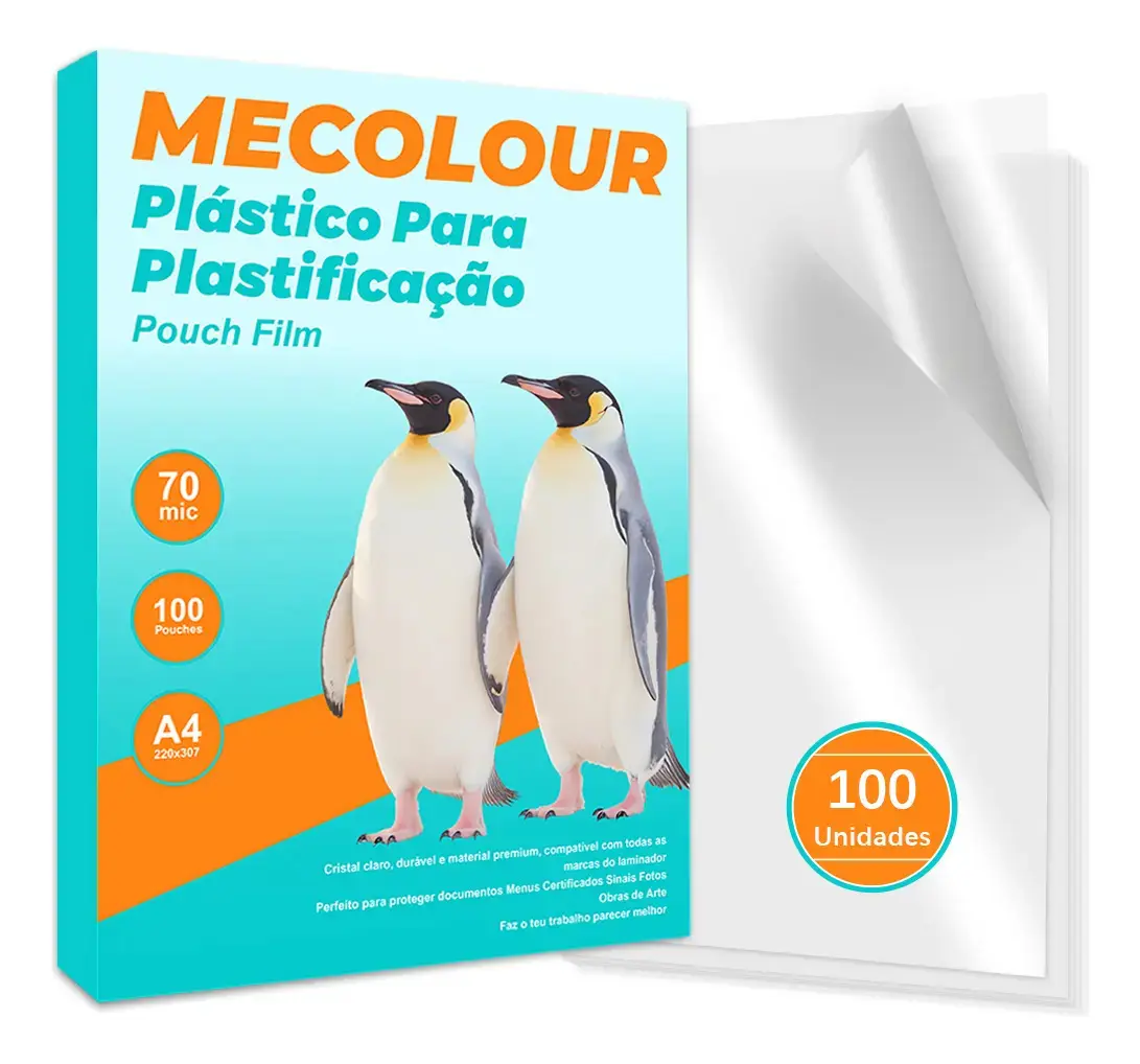 Plástico Para Plastificação Mecolour A4 70 Micras Com 100 Folhas