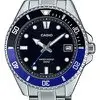 Relógio de pulso analógico Casio MDV-10D-1A2VDF 38mm modelo menor fundo preto, com pulseira de aço inoxidável prateado, moldura prateada e dobrável - 1