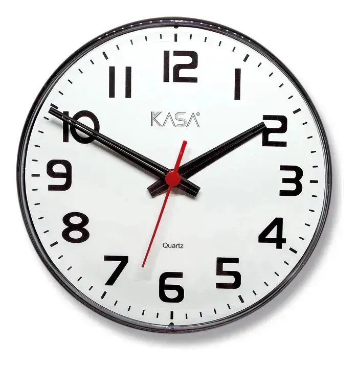 Relogio De Parede Analogico 30cm Preto Branco Redondo Quartz Preto Branco - 1