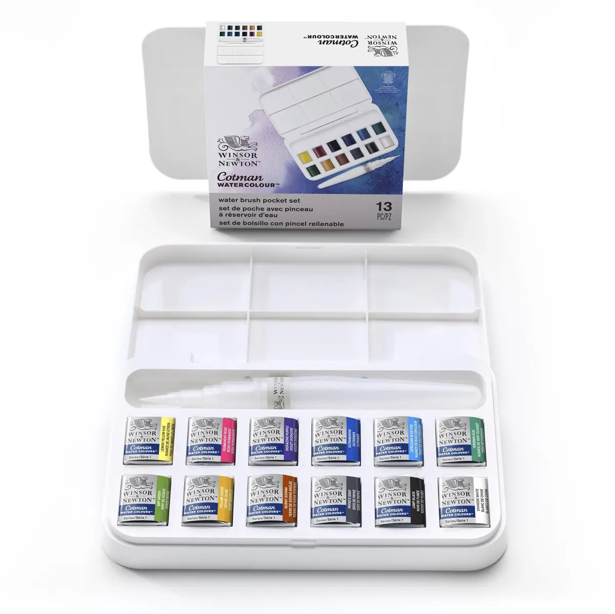 Tinta aquarela Winsor & Newton Cotman, meia panelas, conjunto de 12, 12 unidades, Mutlicolor