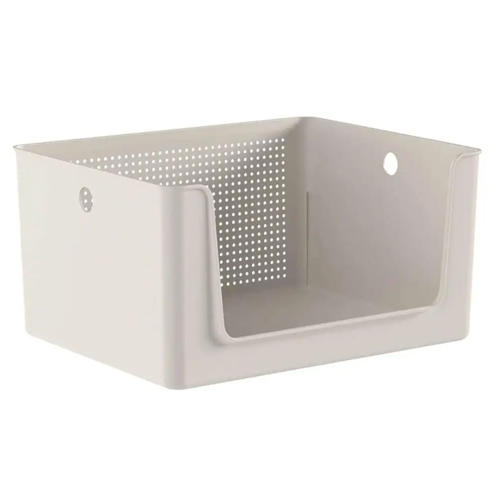 Ou Cesto Organizador Multiuso com abertura frontal 16L Bege Linha Flow - 1