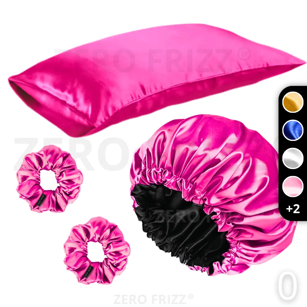 ZERO FRIZZ Kit Noite Pefeita | 1 Touca dupla face + 1 Fronha + 2 xuxinhas, escolha sua cor preferida - 1