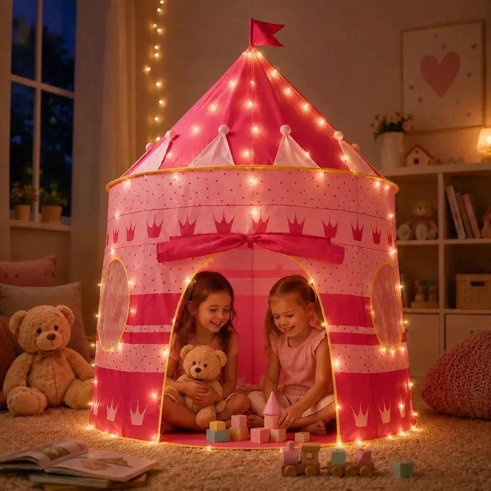 Barraca Infantil Castelo Princesa Rosa para Menina, Cabana Dobrável - 1