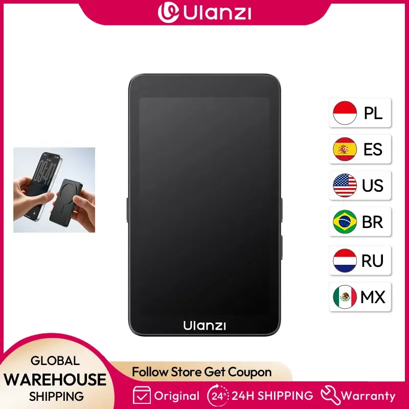 Ulanzi VM1 Monitor Magnético 4K para Selfie, Tela de 3.94 polegadas para iPhone 17 16 15 Samsung Android Smartphone para Vlog e Microfone - 1