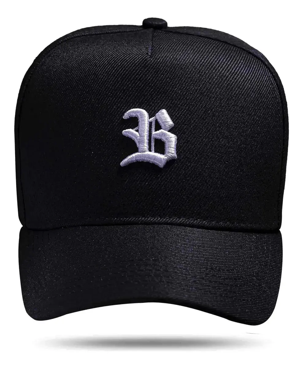 Boné Aba Curva Snapback Blck Brasil Estilo Básico B Bordado Cor Preto/branco Tamanho Un