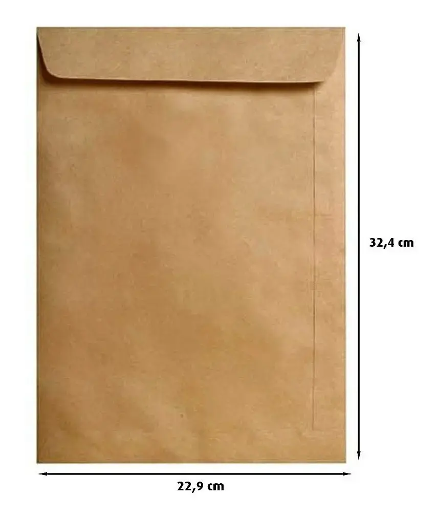 Envelope Kraft/pardo Folha A4 22,9x32,4cm Caixa 250 Unidades Cor Kraft