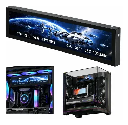 Monitor 9.16 Inch Portátil Lcd Hd,1920x480px Para Pc Gabinet - 1