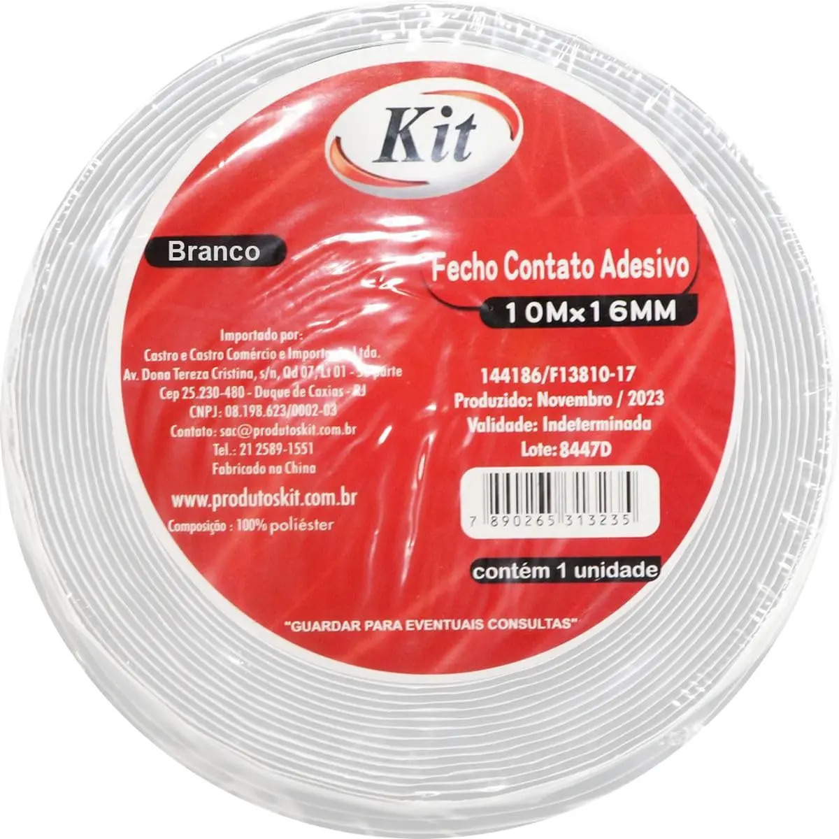 Fecho de Contato Adesivado em Rolo, Branco, 5,8-16 mm, 10m