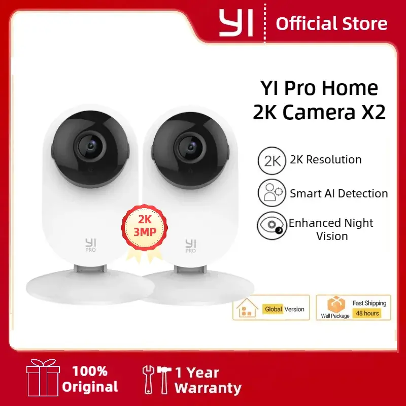 YI 2K 3MP cameras vigilância wifi 2/4 Pacote IP Sistema de Proteção de Segurança com Visão Noturna para Escritório/Bebê/Babá/Pet Monitor CCTV - 1